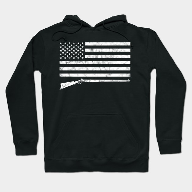 Muzzleloader American Flag 2nd Amendment Hoodie by Huhnerdieb Apparel